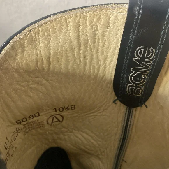 Mens ACME Black Leather Cowboy Work Boots Oil Resistant 10.5 - Picture 2 of 10